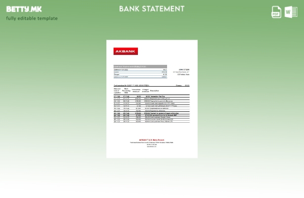 модерен стил Малта Акбанк банка извод шаблон ексел